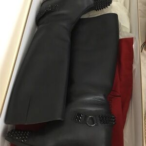 Christian Louboutin Black Leather Heels with Signature Red Soles